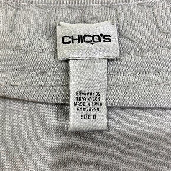 Chico's Light Gray Scoop Neck Embellished Long Sleeve Tunic Top Size 0 Small - Picture 6 of 7